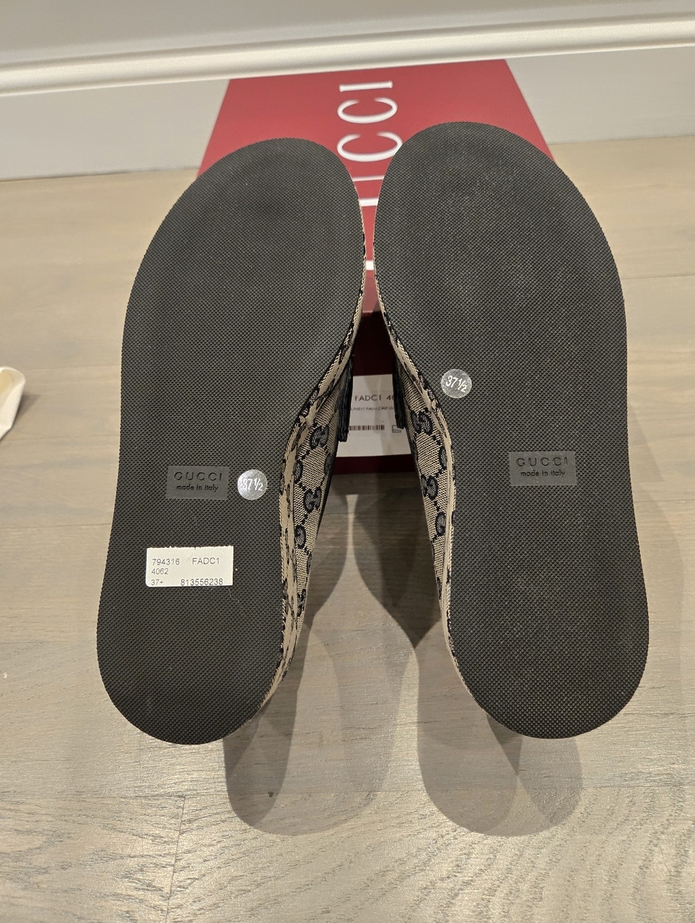 $1,200 Gucci Ilde GG Supreme Canvas/Leather Flatform Blue Loafer EU 37.5 US 7.5 - Picture 9 of 10